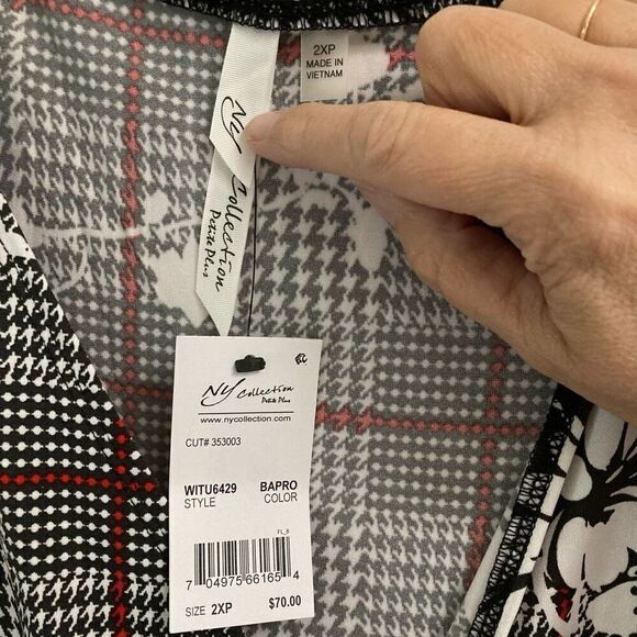 NY Collection Surplus V-neck Floral Houndstooth Sleeveless Jumpsuit women’s 2XP - Picture 7 of 9